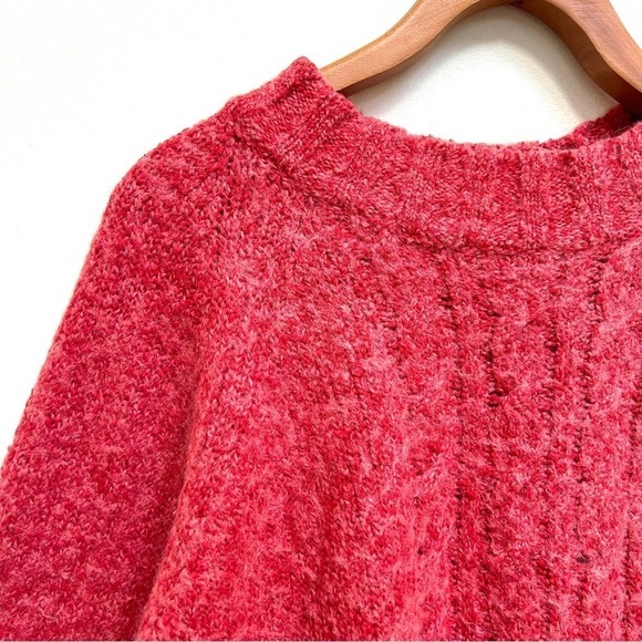 Vintage 90s Wool Blend Cable Knit Memphis Jones Pink Red Sweater, Size Large - Picture 3 of 12